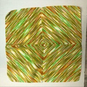 30”x30” green yellow Handmade knitted afghan blanket Granny Core Cottage Core